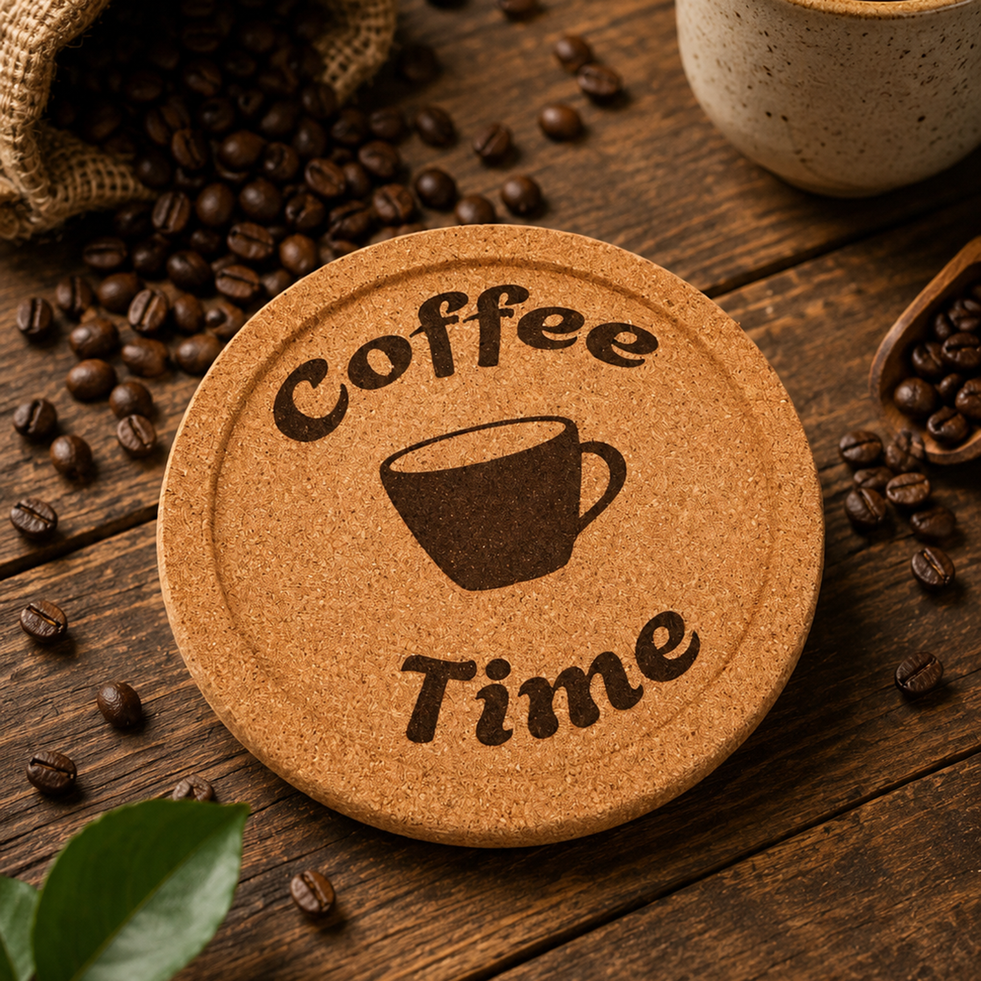 Lipped Round Cork Coaster