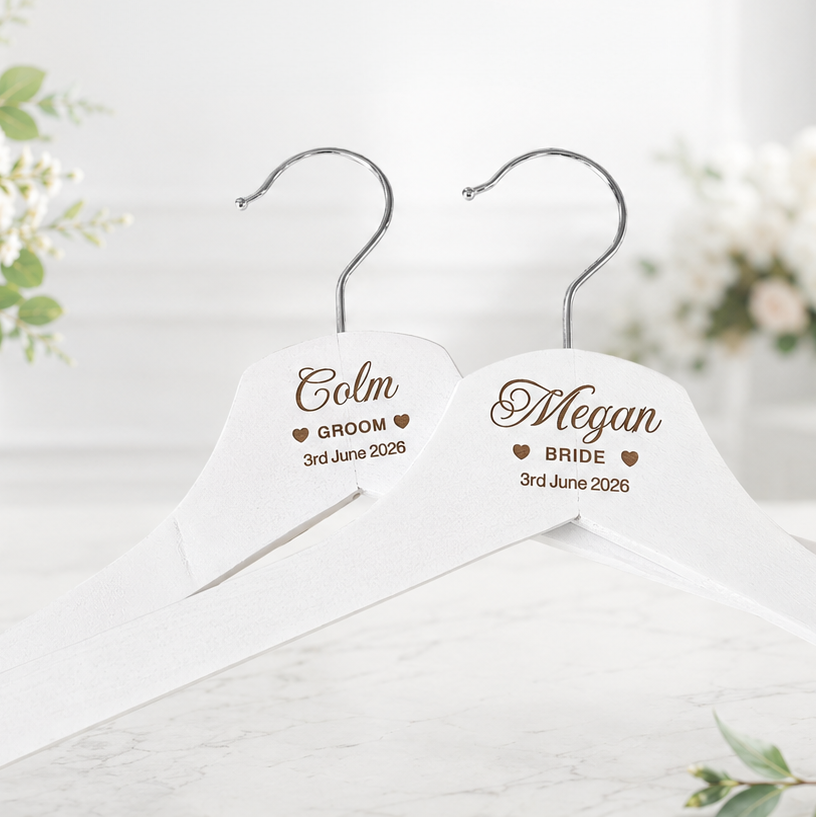 Personalised Laser Engraved Wedding Hangers