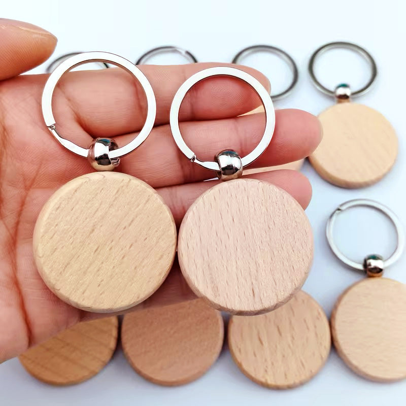 Round Wooden Keyring