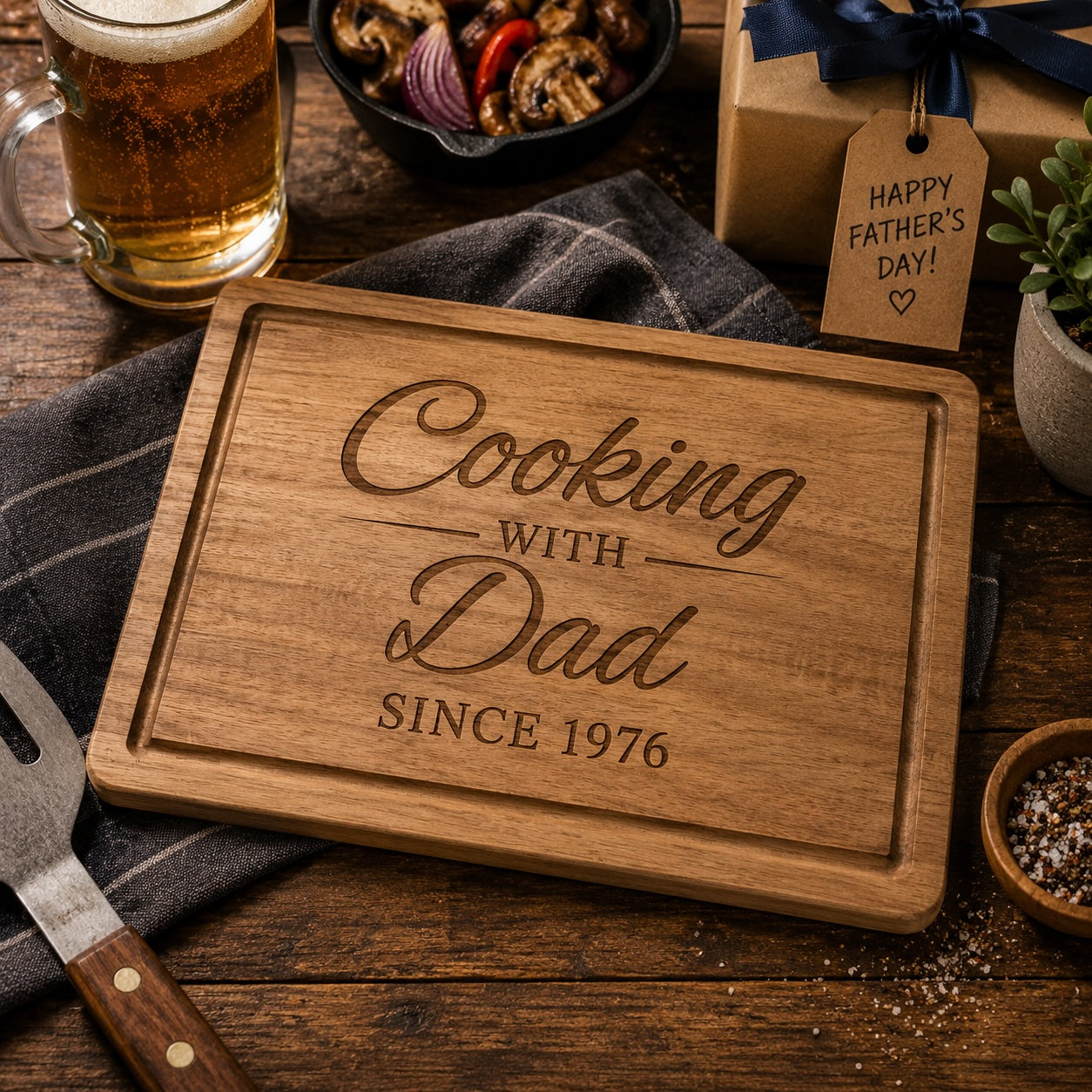 Personalised Engraved Cutting Board for Fathers Day or Dad Gift