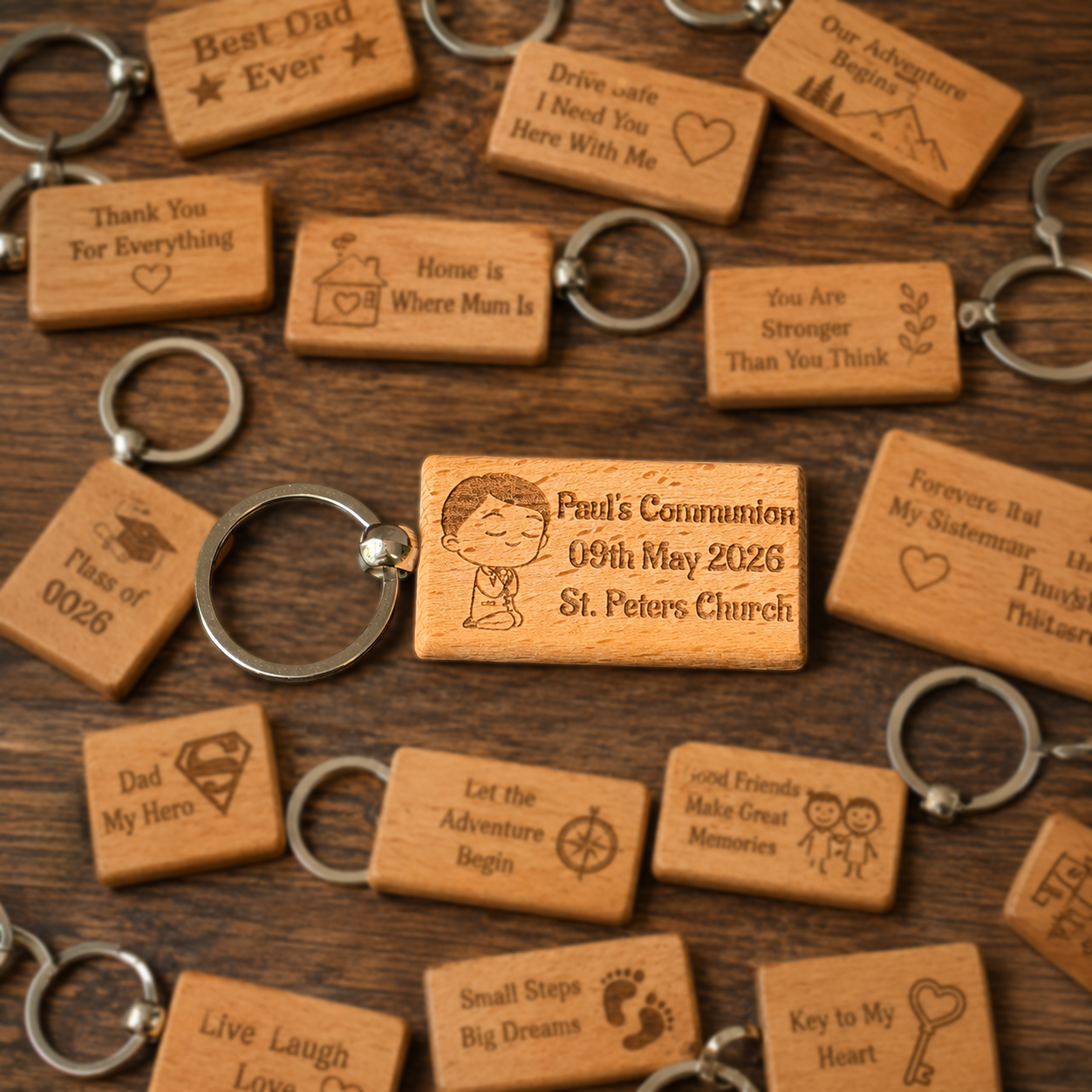 Rectangular Wooden Keyring