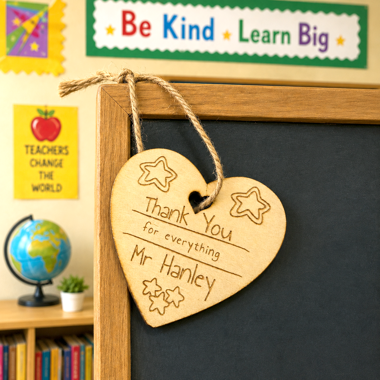 Personalised Hanging Wooden Heart - Teachers Gift