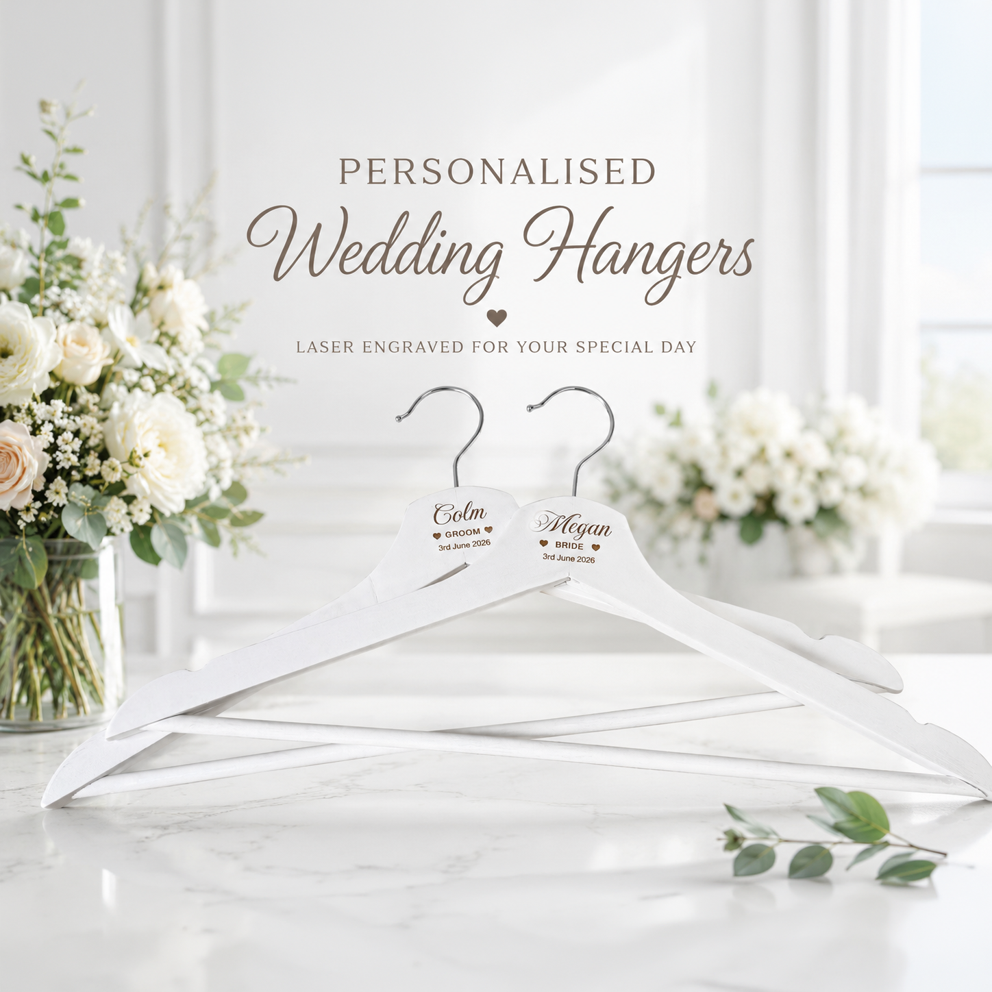 Personalised Laser Engraved Wedding Hangers