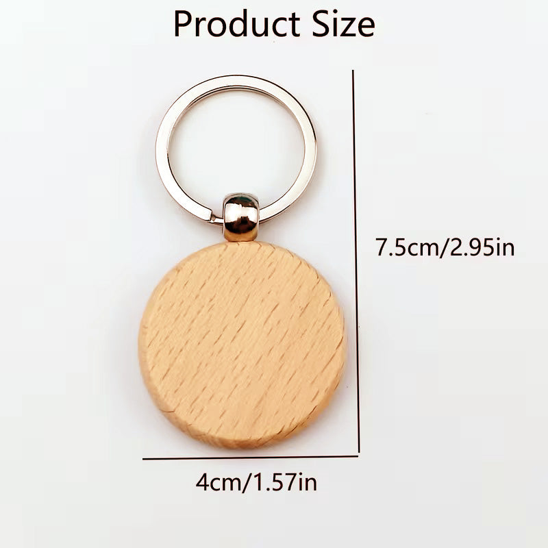 Round Wooden Keyring