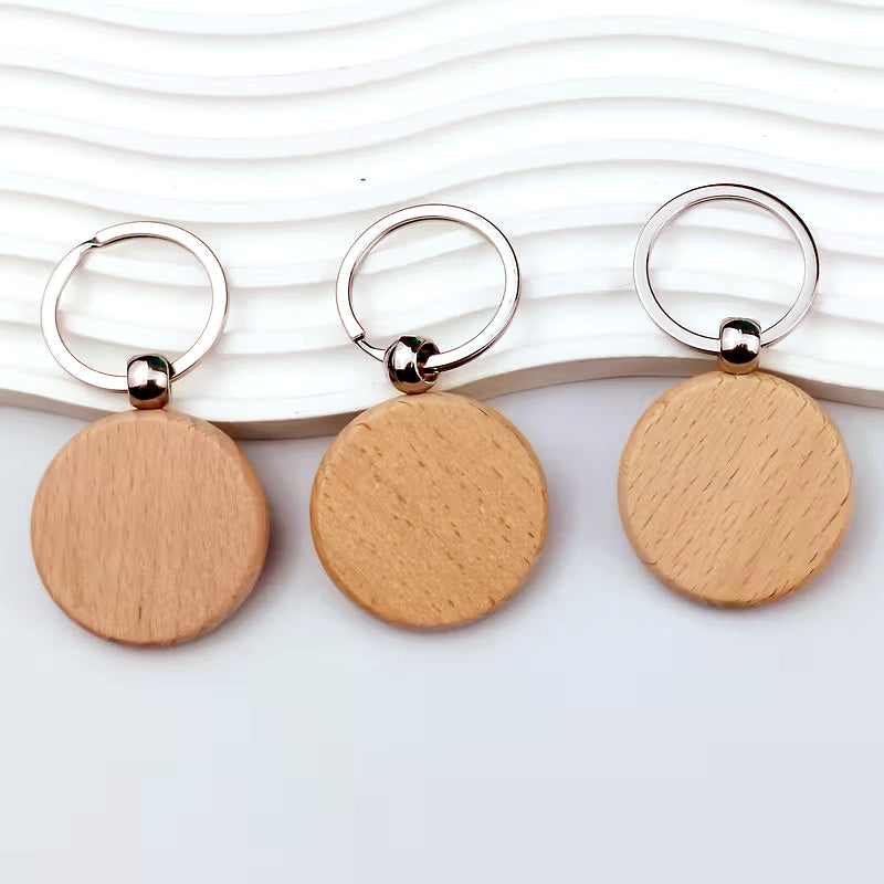 Round Wooden Keyring