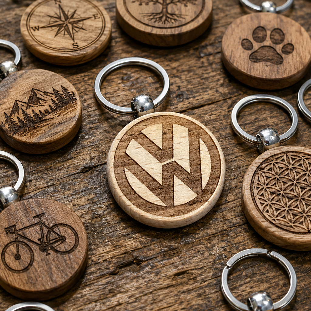 Round Wooden Keyring